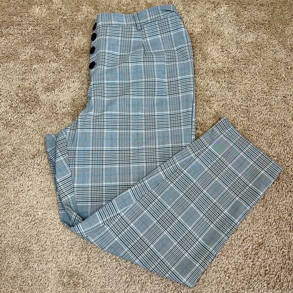 Zara women grey plaid pants button closure 2 front pockets  size XL academia - Picture 15 of 16